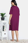 Zivame 2 Mile Fashion Knit Cotton Knee Length Nightdress - Plum Caspia — thumbnail 4